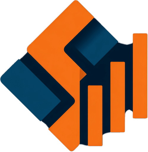 Logo for SoloScale Academy featuring a stylized geometric "S" and ascending orange bars on a dark blue background, symbolizing business growth.
